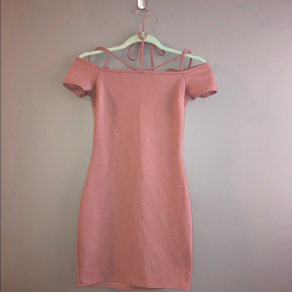 Dusty Rose Off Shoulder Charlotte Russe Dress-XS